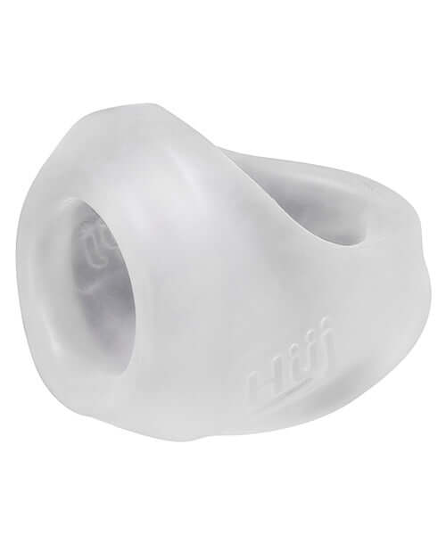 Hunky Junk Clutch Cock Ball Sling from Oxballs in clear rubber for enhanced support and comfort