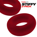 Oxballs Stiffy 2-Pack C-Rings in Cherry Ice, grippy silicone cock rings for enhanced play, non-roll design.