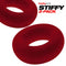 Oxballs Stiffy 2-Pack C-Rings in Cherry Ice, grippy silicone cock rings for enhanced play, non-roll design.