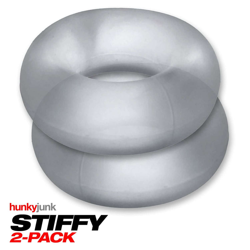 Oxballs Stiffy 2-Pack C-Rings by Hunkyjunk for ultimate grip, comfort, and performance in silver color