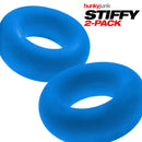Stiffy 2 Pack C-Rings Teal Ice Pool Blue by Hunkyjunk, firm grip silicone cock rings from Oxballs - no roll, non-pinching design.