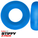 Hunkyjunk Stiffy 2 Pack C-Rings in Teal Ice Pool Blue, firm grip non-roll silicone cock rings designed for comfort and durability.