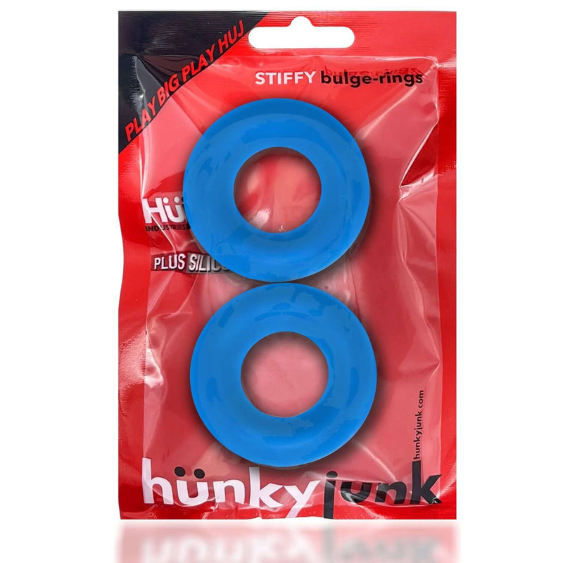 Stiffy 2 Pack C-Rings Teal Ice Pool Blue by Hunkyjunk in Red Packaging