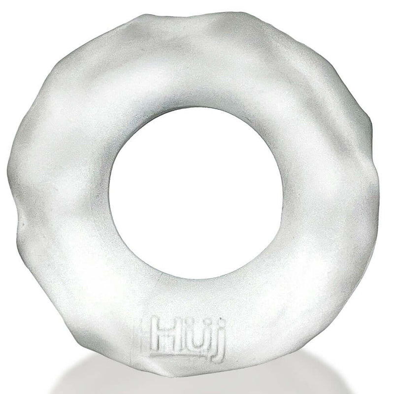 Hunkyjunk Fractal Cock Ring Clear from Oxballs made of smooth Plus+ silicone mix, designed for a comfortable, stretchy fit.