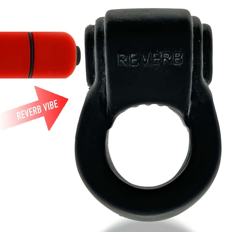 Hunky Junk Revring Tarr Ice vibrating cock ring with attached Reverb vibe bullet by Oxballs