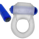 Clear Ice vibrating cock ring by Oxballs with blue bullet vibe for enhanced pleasure and longer play.