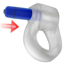 Hunky Junk Revring Clear Ice vibrating cock ring with blue buzz vibe bullet from Oxballs.