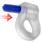 Hunky Junk Revring Clear Ice vibrating cock ring with blue buzz vibe bullet from Oxballs.