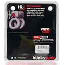 Hunky Junk Revhammer Clear Ice Vibrating Cock Ring packaging from Oxballs