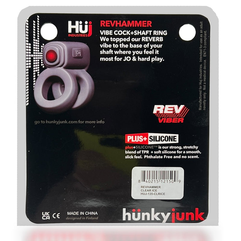 Hunky Junk Revhammer Clear Ice Vibrating Cock Ring from Oxballs