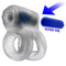 Hunky Junk Revhammer Clear Ice Vibrating Cock Ring from Oxballs with reverb vibe illustrated