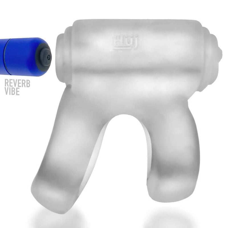 Clear Ice Vibrating Cock Ring with Reverb Vibe Attachment from Oxballs Hunky Junk Revhammer