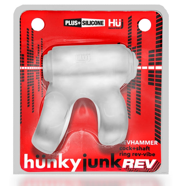 Hunky Junk Revhammer Clear Ice Vibrating Cock Ring from Oxballs
