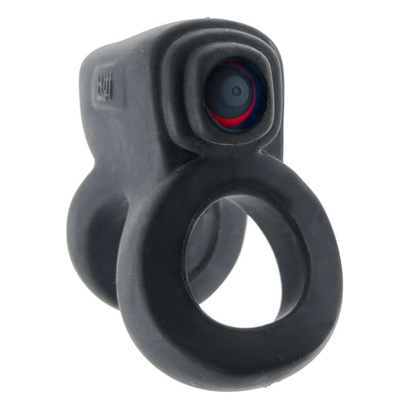 Hunky Junk Revhammer Tar Ice Vibrating Cock Ring by Oxballs with dual stimulation feature for enhanced pleasure