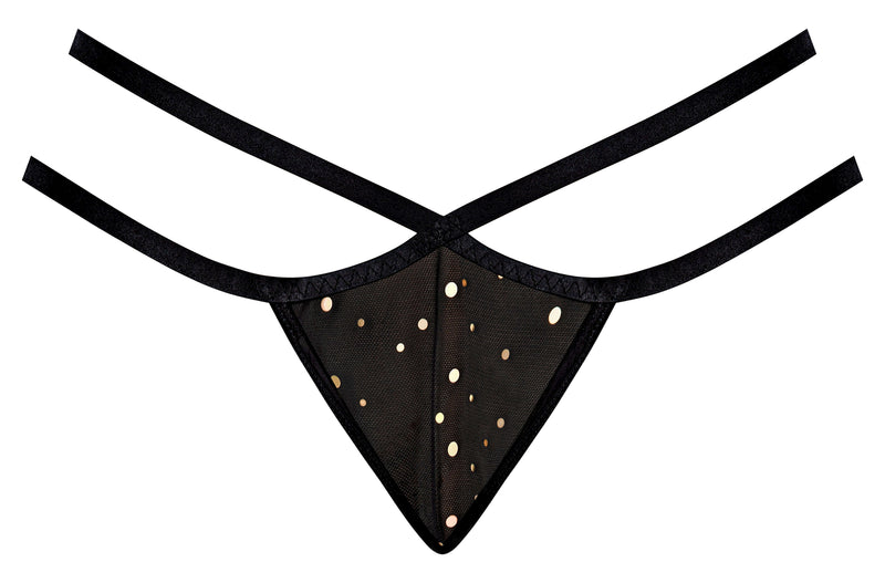 GLITZ & GLAM SPLIT CROTCH THONG BLACK 2XL-3