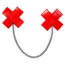 PASTEASE FAUX LATEX RED PLUS X W/ CHUNKY SILVER CHAIN-1