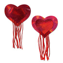 Pastease Red Holographic Hearts with Tassel Fringe