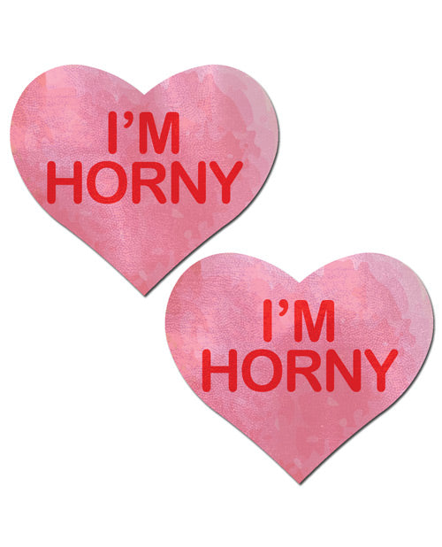 Pastease Pastease Love Liquid Pink Heart I'm Horny Nipple Pasties. at $7.99