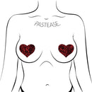 Pastease Nipple Pasties Red Glitter with Black Lace Overlay