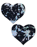 Pastease Pastease Splatter Holographic Heart Black/Silver Pasties at $8.99