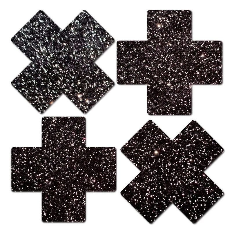 PETITES PLUS X :SMALL SPARKLE BLACK PLUS NIPPLE PASTIES-0