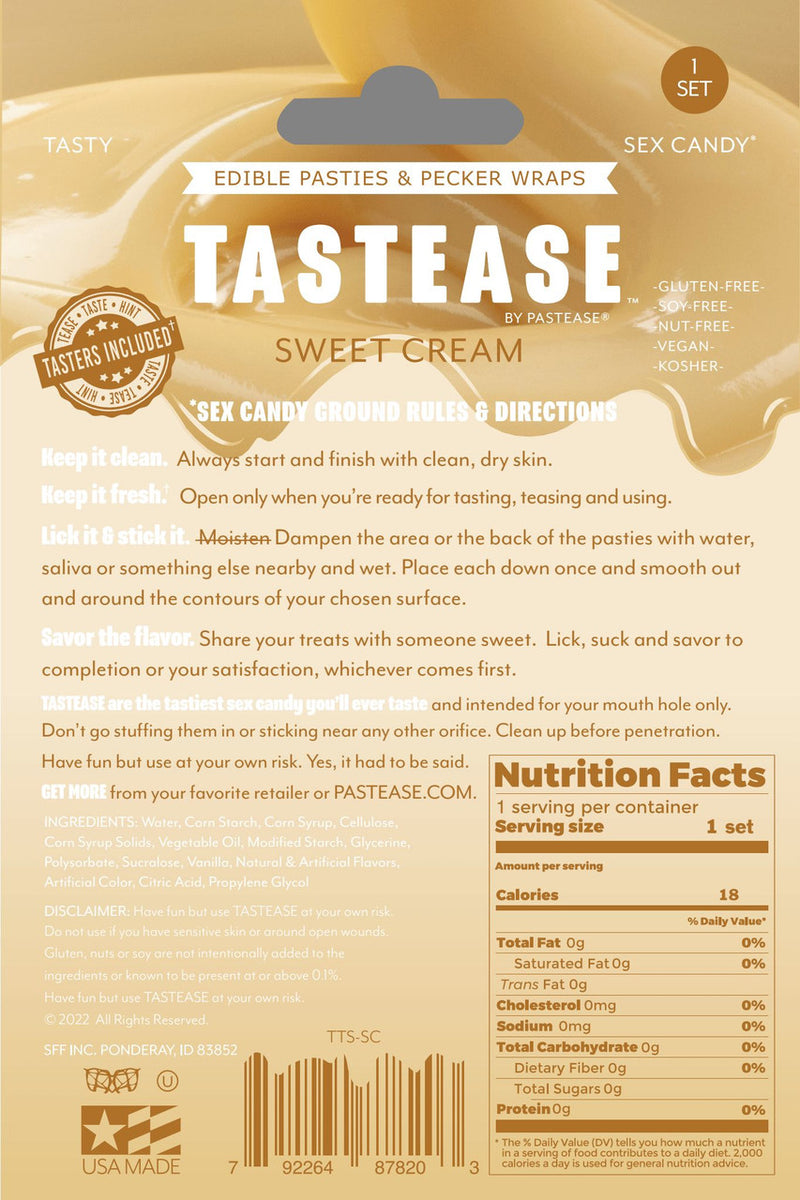 Tastease Edible Pasties and Pecker Wraps Sweet Cream Candy