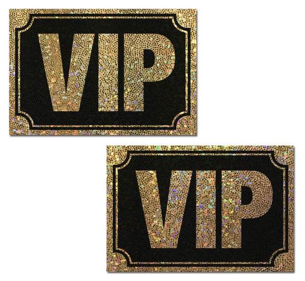 Pastease Pastease VIP Gold Glitter On Liquid Black Nipple Pasties at $7.99