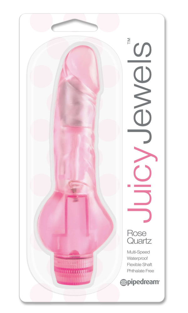 Juicy Jewels Rose Quartz Pink Realistic Vibrator in Packaging