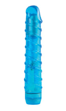 Juicy Jewels Aqua Crystal Blue Vibrator - phthalate-free jelly, thrilling sensations, waterproof, easy cleanup with toy cleaner and warm water