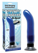 Blue Waterproof G-Spot Wallbanger Vibrator with Suction Cup Base and Packaging