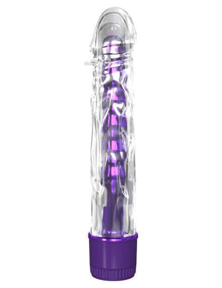 Classix Mr. Twister Purple Metallic Vibe with clear sleeve showing veiny swirl texture and multi-speed dial base.