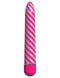 Classix Sweet Swirl Vibrator Pink with metallic spiral pattern and multi-speed dial for pleasure, ideal for spa or shower use.