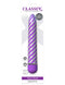 Classix Sweet Swirl Vibrator Purple, 8-inch sleek slimline with spiraling metallic pattern, powerful multi-speed motor, waterproof.