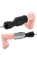 Fetish Fantasy Series Vibrating Head Teazer Black shown with lifelike material and vibrating bullet insert.