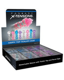 Display of Happy Top Tickler Cage from Fantasy Xtensions, showcasing various colorful penis cages with tickler tops for added sensation.