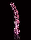 Hand-crafted Pipedream Icicles No. 43 Glass Probe in elegant pink, non-vibrating massager for luxury sensuality and pleasure.