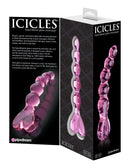 Pipedream Icicles No. 43 hand-crafted pink glass massager in elegant packaging for luxurious and non-vibrating pleasure