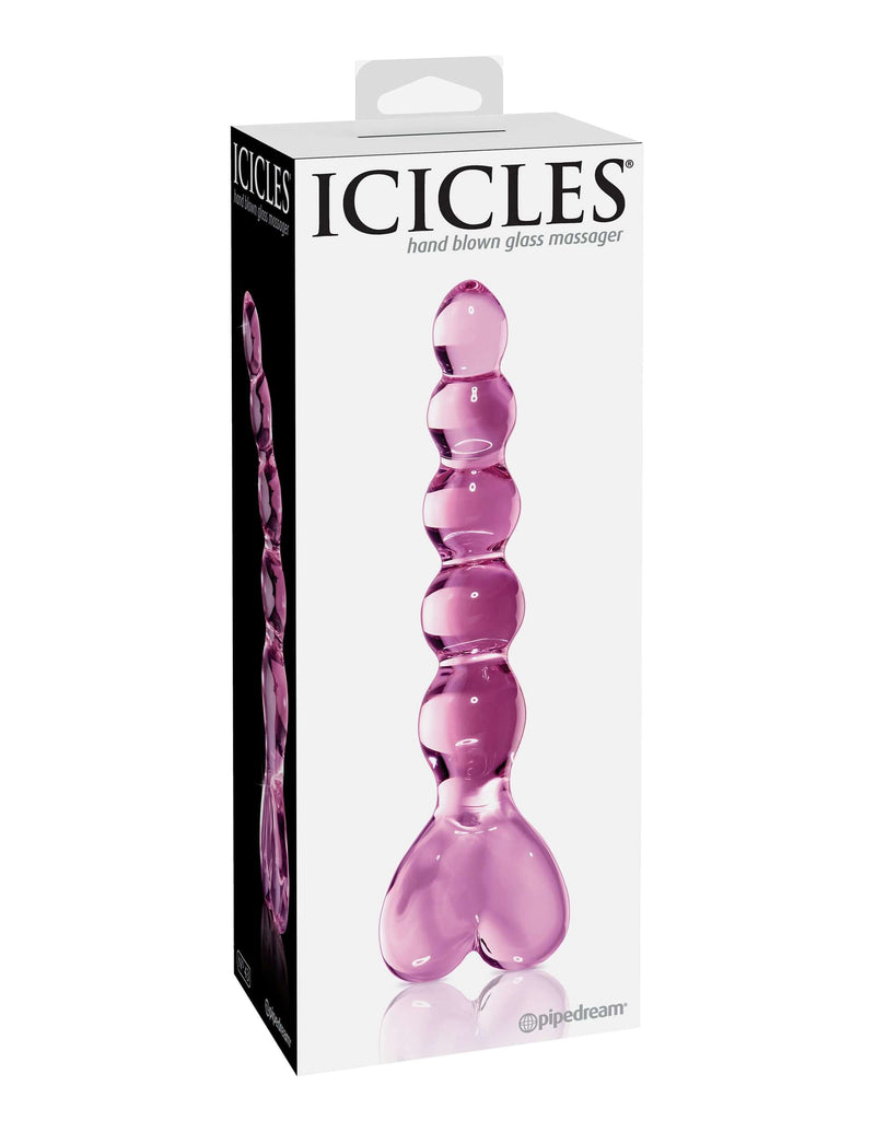 Pipedream Icicles No. 43 Glass Probe in packaging – Hand-crafted, non-vibrating massager for elegant pleasure and luxury sensuality.