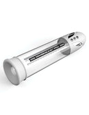 Max Boost Pro Flow White Clear Rechargeable Power Pump with IPX6 waterproof rating for automatic suction and stronger erections.