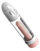 Max Boost Pro Flow White Clear Rechargeable Power Pump with waterproof IPX6 rating for shower, tub, or spa use. Four suction speeds.