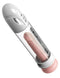 Max Boost Pro Flow White Clear Rechargeable Power Pump with waterproof IPX6 rating for shower, tub, or spa use. Four suction speeds.