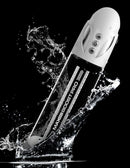 Max Boost Pro Flow White Clear Rechargeable Power Pump splashing in water.