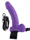 Fetish Fantasy 7-inch Vibrating Hollow Strap-On with Balls and remote control in purple color