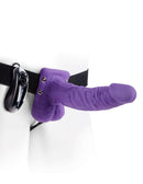 Fetish Fantasy 7 inches Vibrating Hollow Strap-On with Balls in purple color with control remote for enhanced pleasure and intimacy.