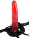 Fetish Fantasy Series Beginner's Harness Black with red dildo for strap-on play.