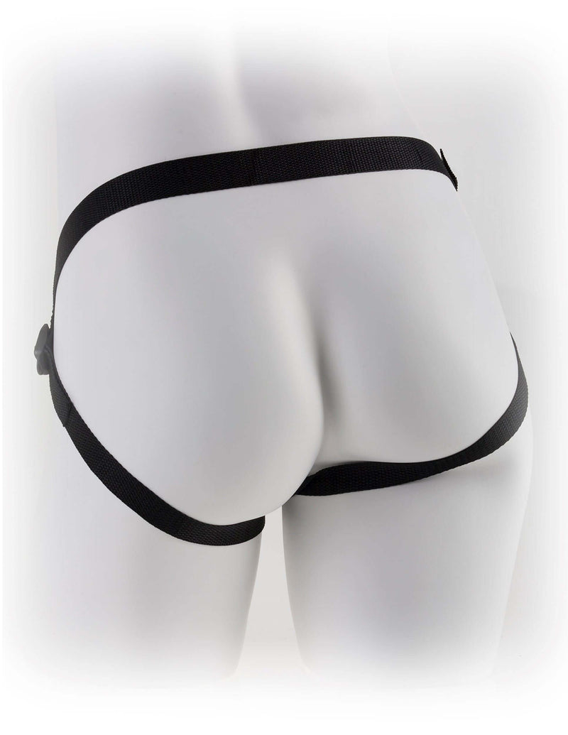 Fetish Fantasy Series Stay Put Harness strap-on back view on mannequin