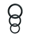 Three black O-rings of different sizes for the Fetish Fantasy Series Stay Put Harness