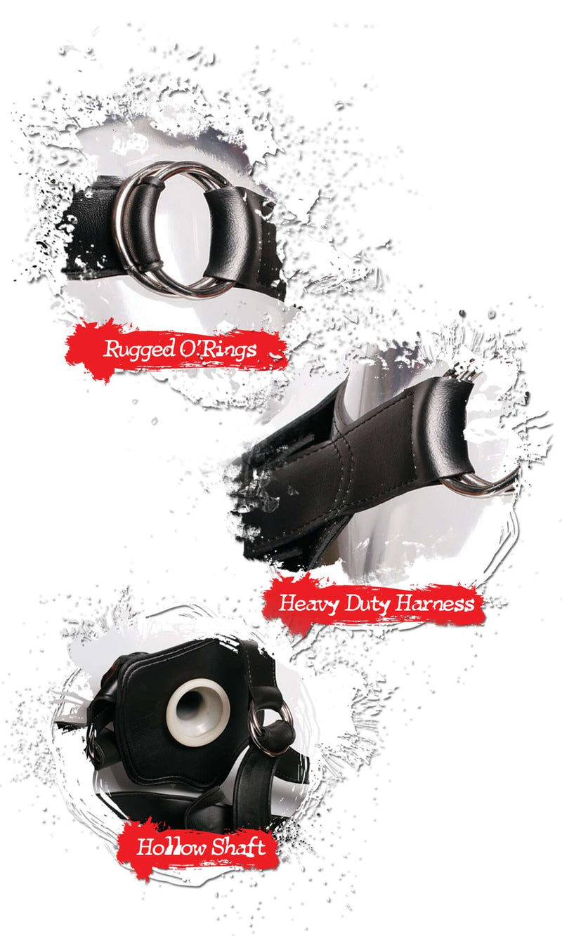 Fetish Fantasy Extreme Hollow Strap-On with Rugged O-Rings, Heavy Duty Harness, and Hollow Shaft for ultimate strap-on sex experience