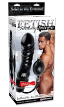 Fetish Fantasy Extreme Inflatable Ass Blaster Black in packaging showing inflated dildo and pump