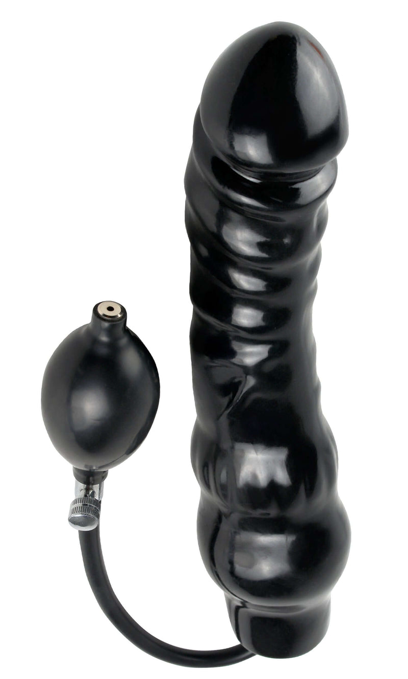 Black Fetish Fantasy Extreme Inflatable Ass Blaster with medical-style pump ball for extreme anal stimulation.